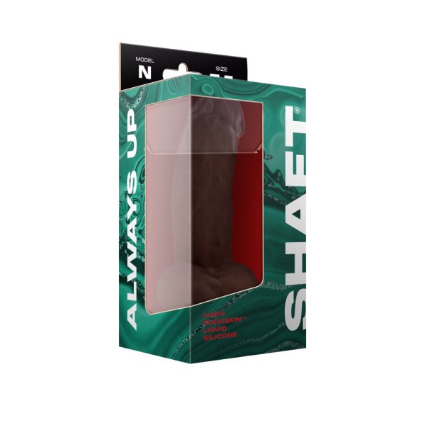 Shaft Model N: 7.5 in. Dual Density Silicone Dildo with Balls Mahogany - Image 4