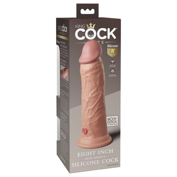 King Cock Elite 8 in. Dual Density Silicone Cock Realistic Dildo With Suction Cup Beige - Image 2