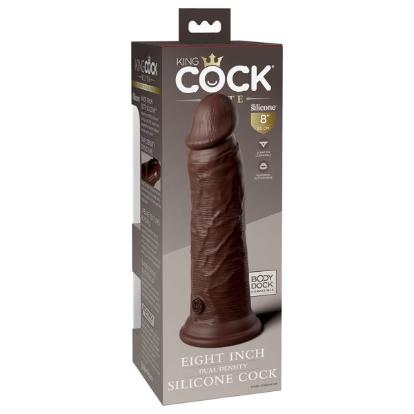 King Cock Elite 8 in. Dual Density Silicone Cock Realistic Dildo With Suction Cup Brown - Image 2
