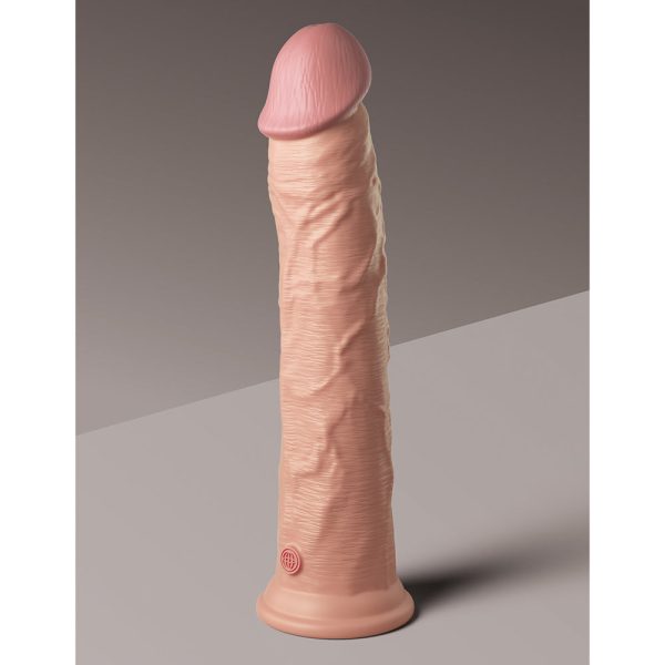 King Cock Elite 11 in. Dual Density Silicone Cock Realistic Dildo With Suction Cup Beige - Image 4
