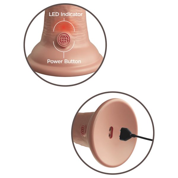 King Cock Elite 6 in. Vibrating Realistic Dildo With Suction Cup Beige - Image 8