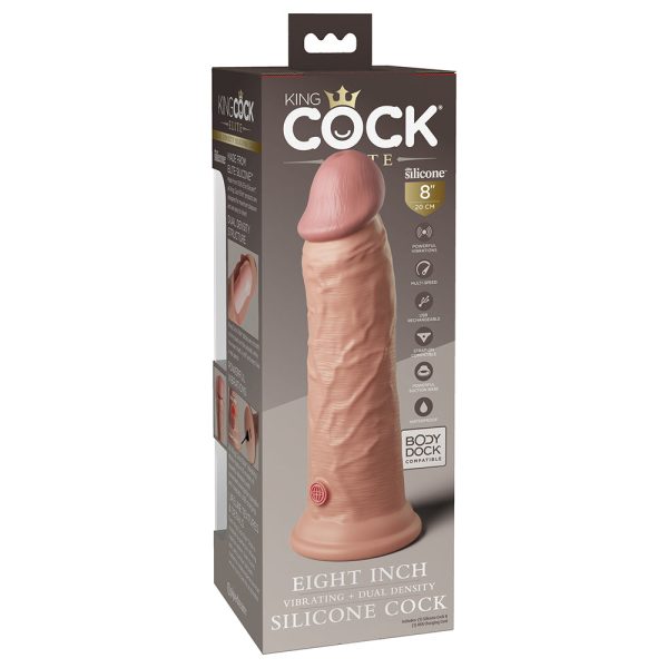 King Cock Elite 8 in. Vibrating Realistic Dildo With Suction Cup Beige - Image 2