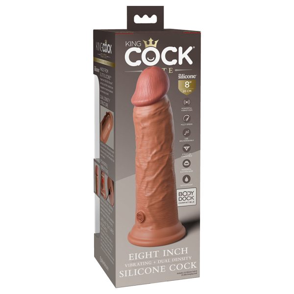 King Cock Elite 8 in. Vibrating Realistic Dildo With Suction Cup Tan - Image 2