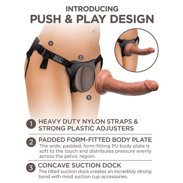 King Cock Elite Comfy Silicone Body Dock Kit With Dildo Tan/Black - Image 4