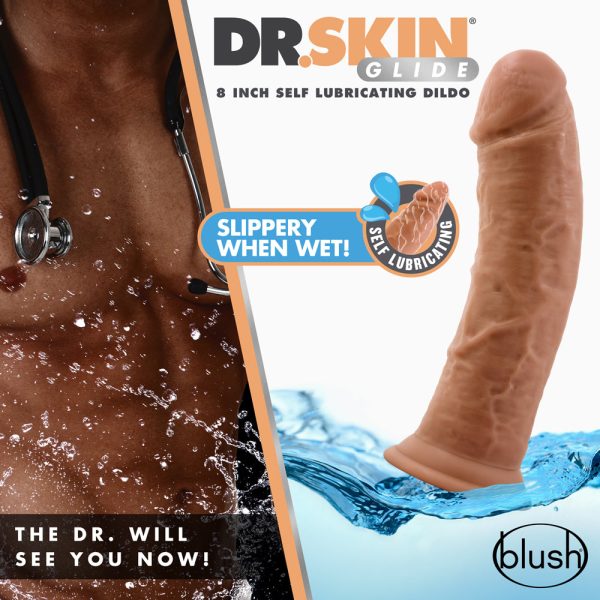 Dr. Skin Glide Realistic 8 in. Self-Lubricating Dildo Tan - Image 8