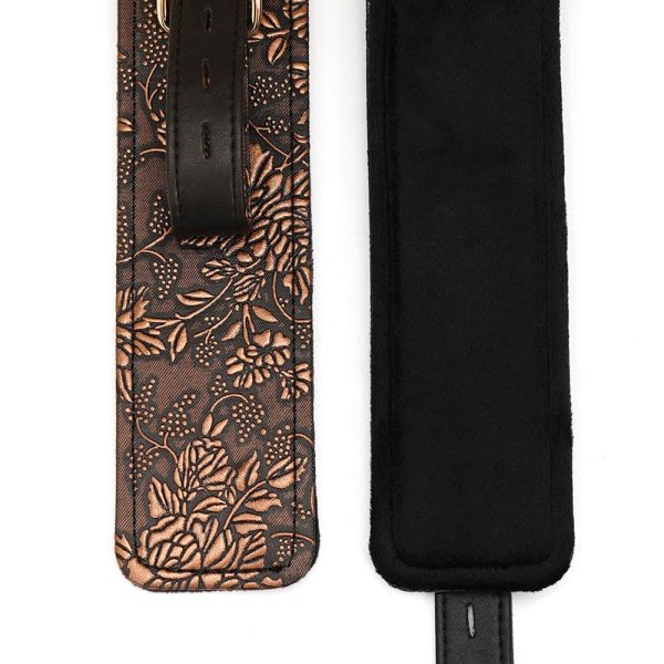 Ankle Restraints Brown PU Floral Print With Faux Fur Lining - Image 4