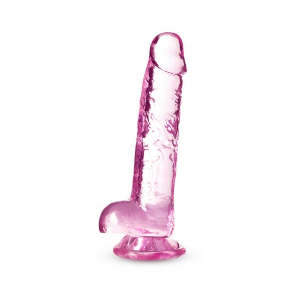 Naturally Yours Crystalline 7 in. Dildo with Balls Rose - Image 2