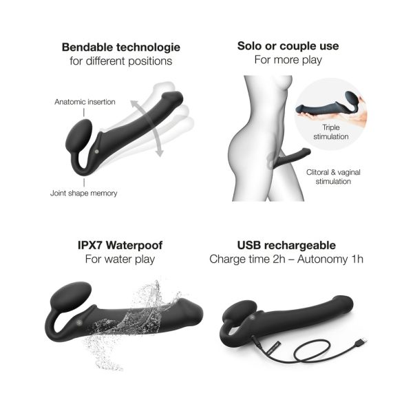 Strap-On-Me Vibrating Bendable Strapless Strap-On Black XLarge - Image 4
