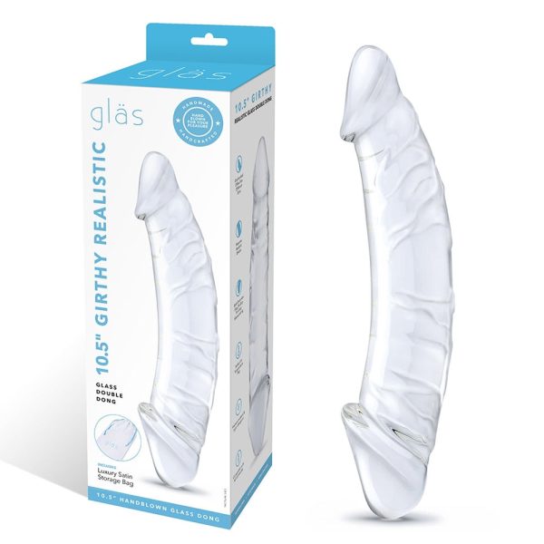 Glas 10.5 in. Girthy Realistic Glass Double Dong Dildo - Image 2