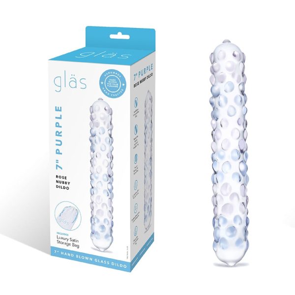 Glas 9 in. Purple Rose Nubby Glass Dildo - Image 2