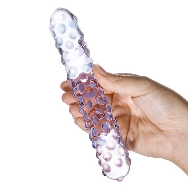 Glas 9 in. Purple Rose Nubby Glass Dildo - Image 5