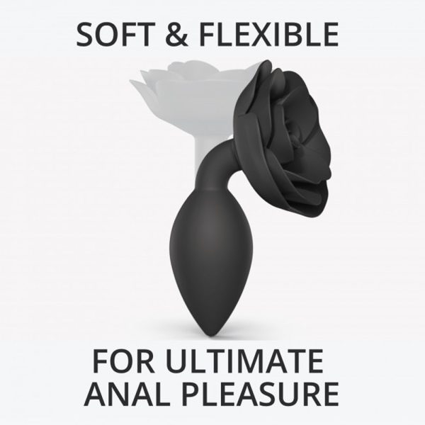 Love to Love Open Roses Silicone Anal Plug Black Onyx Large - Image 2
