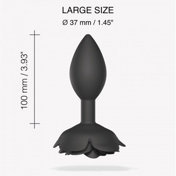 Love to Love Open Roses Silicone Anal Plug Black Onyx Large - Image 3