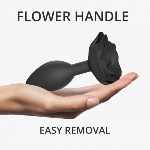 Love to Love Open Roses Silicone Anal Plug Black Onyx Large - Image 5