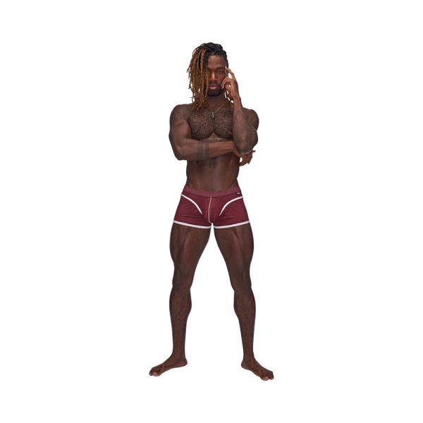 Male Power Sport Mesh Sport Mini Short Burgundy M - Image 2