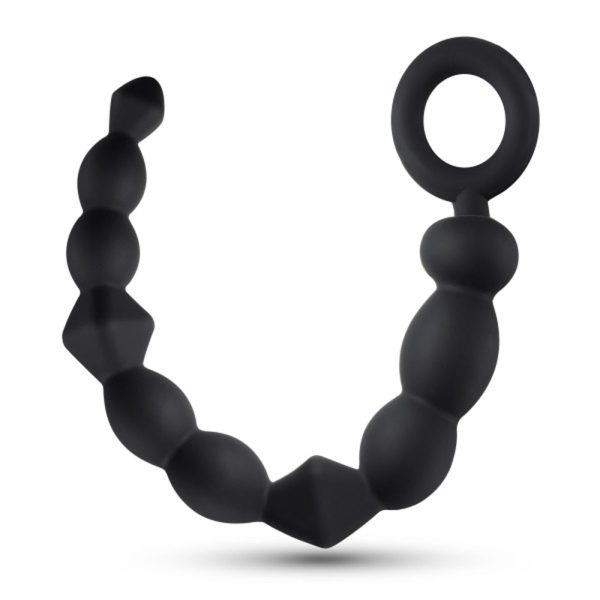 Anal Adventures Platinum Silicone Beginner Anal Beads Black - Image 2
