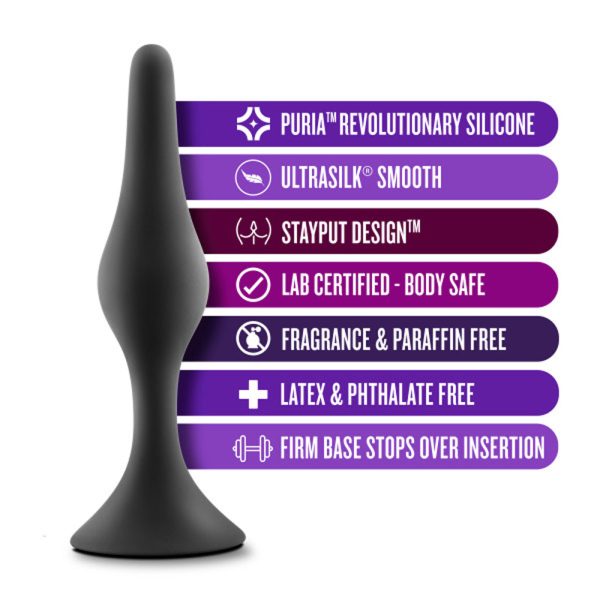 Anal Adventures Platinum Silicone Beginner Plug Small Black - Image 6