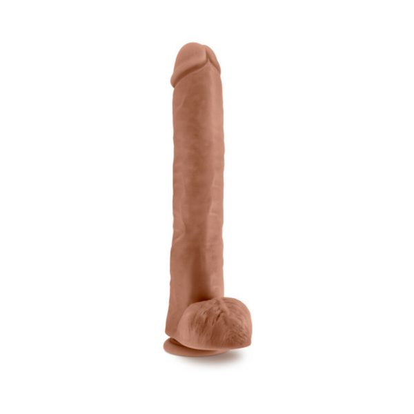 Au Naturel Daddy 14 in. Posable Dual Density Dildo with Balls Tan - Image 2