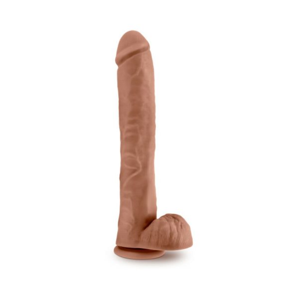 Au Naturel Daddy 14 in. Posable Dual Density Dildo with Balls Tan - Image 3