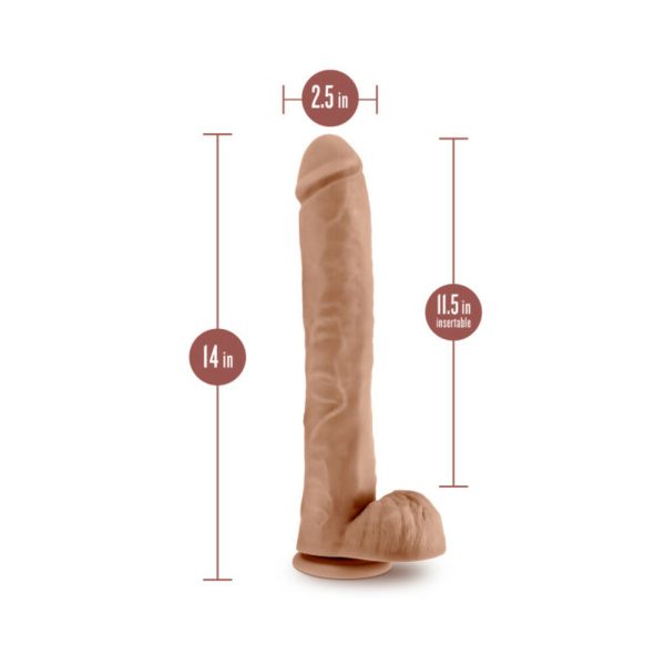 Au Naturel Daddy 14 in. Posable Dual Density Dildo with Balls Tan - Image 5