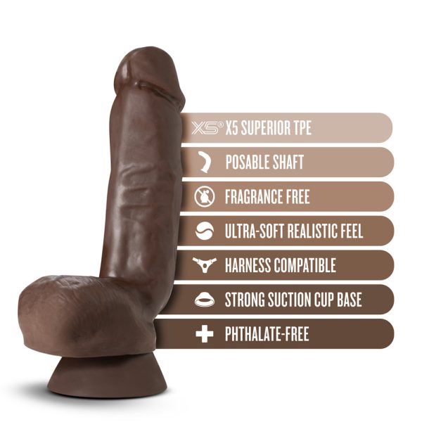 Dr. Skin Plus Thick 8 in. Triple Density Posable Dildo with Balls Brown - Image 7