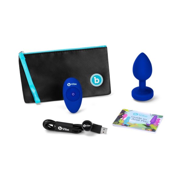 b-Vibe Vibrating Jewel Rechargeable Remote-Controlled Anal Plug with Gem Base Blue Sapphire Large/X-Large - Image 2