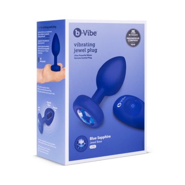 b-Vibe Vibrating Jewel Rechargeable Remote-Controlled Anal Plug with Gem Base Blue Sapphire Large/X-Large - Image 6