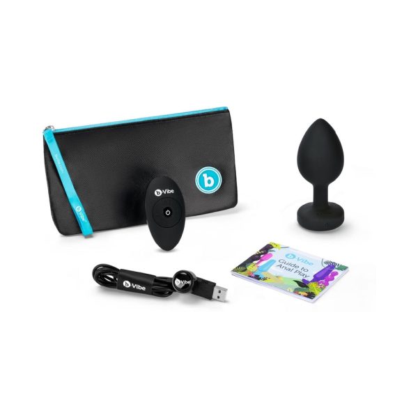 b-Vibe Vibrating Jewel Rechargeable Remote-Controlled Anal Plug with Gem Base Black Diamond XX-Large - Image 2