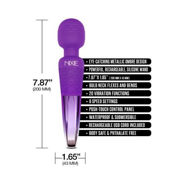 Nixie Rechargeable Wand Massager Purple Ombre Metallic - Image 4