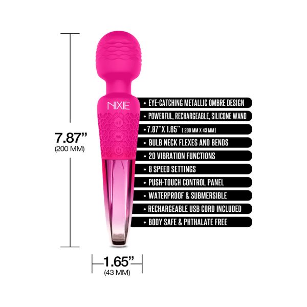 Nixie Rechargeable Wand Massager Pink Ombre Metallic - Image 4
