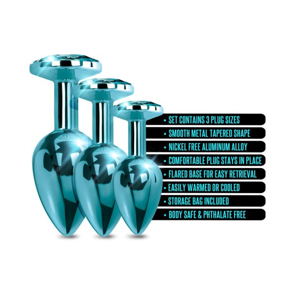 Nixie Metal Butt Plug Trainer Set 3-Piece Blue Metallic - Image 4
