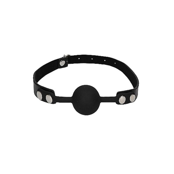 Ouch! Black & White Silicone Ball Gag With Adjustable Bonded Leather Straps Black - Image 4