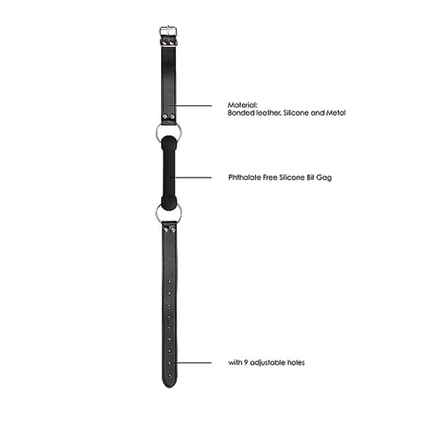 Ouch! Black & White Silicone Bit Gag With Adjustable Bonded Leather Straps Black - Image 5