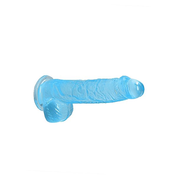 RealRock Crystal Clear Realistic 6 in. Dildo With Balls and Suction Cup Blue - Image 5