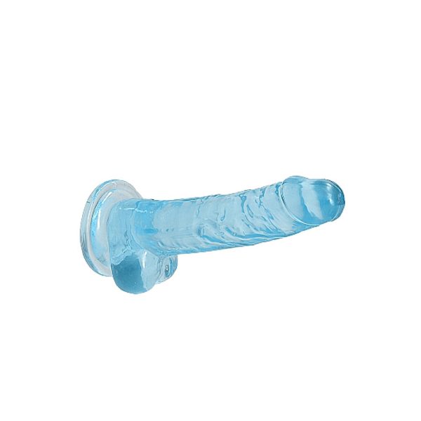 RealRock Crystal Clear Realistic 7 in. Dildo With Balls and Suction Cup Blue - Image 5