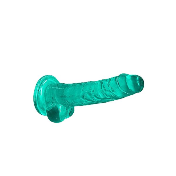 RealRock Crystal Clear Realistic 7 in. Dildo With Balls and Suction Cup Turquoise - Image 5