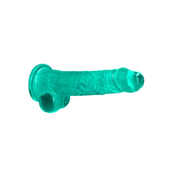 RealRock Crystal Clear Realistic 8 in. Dildo With Balls and Suction Cup Turquoise - Image 5