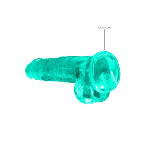 RealRock Crystal Clear Realistic 8 in. Dildo With Balls and Suction Cup Turquoise - Image 6