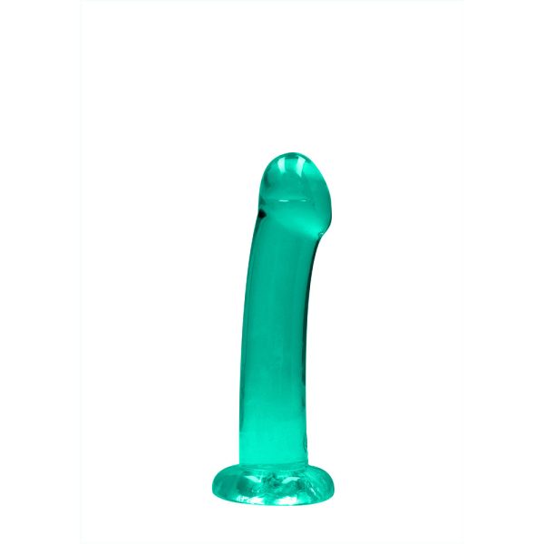 RealRock Crystal Clear Non-Realistic 7 in. Dildo With Suction Cup Turquoise - Image 2