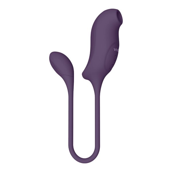 VIVE QUINO Rechargeable Air Wave & Vibrating Silicone Egg Vibrator Purple - Image 2
