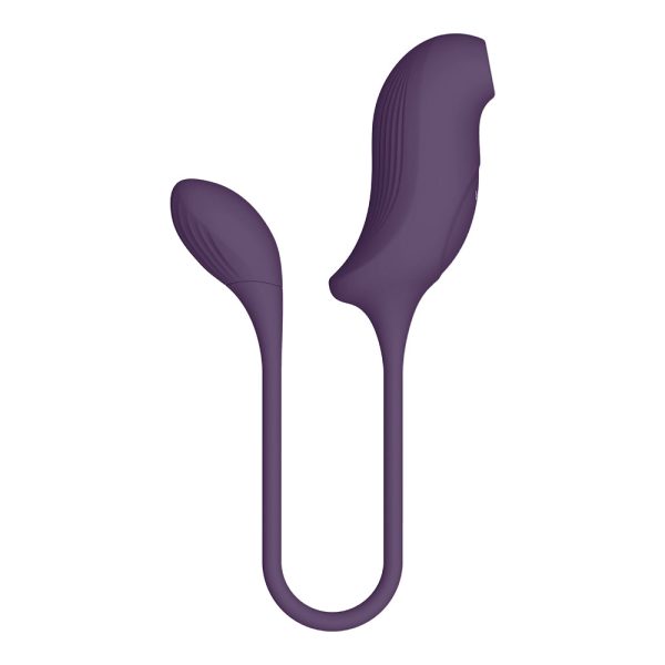 VIVE QUINO Rechargeable Air Wave & Vibrating Silicone Egg Vibrator Purple - Image 3