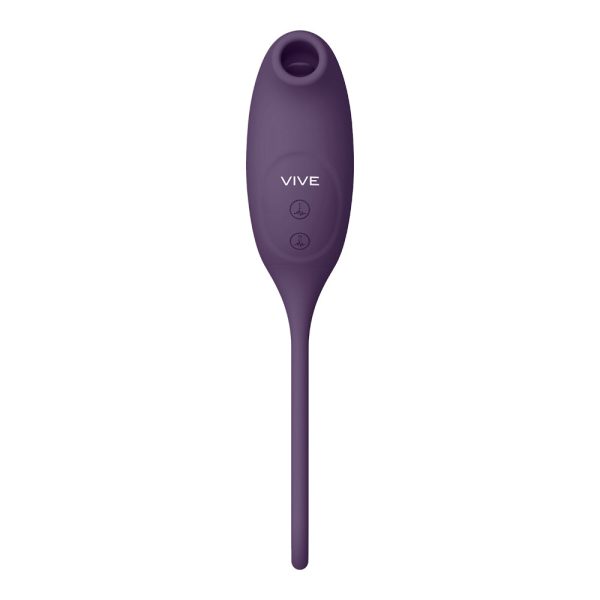 VIVE QUINO Rechargeable Air Wave & Vibrating Silicone Egg Vibrator Purple - Image 4