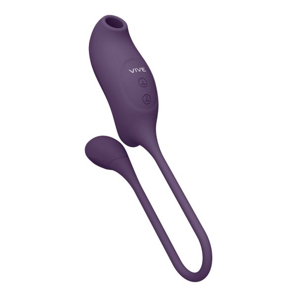 VIVE QUINO Rechargeable Air Wave & Vibrating Silicone Egg Vibrator Purple - Image 5