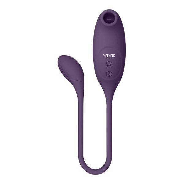 VIVE QUINO Rechargeable Air Wave & Vibrating Silicone Egg Vibrator Purple - Image 6