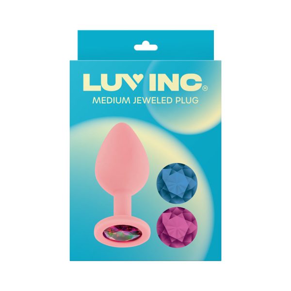 Luv Inc Jp32 Jeweled Medium Plug Silicone with 3-Piece Interchangeable Gems Pink - Image 5