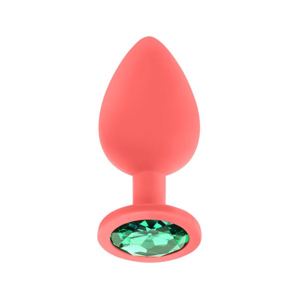 Luv Inc Jp33 Jeweled Large Plug Silicone with 3-Piece Interchangeable Gems Coral - Image 2