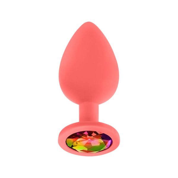 Luv Inc Jp33 Jeweled Large Plug Silicone with 3-Piece Interchangeable Gems Coral - Image 3