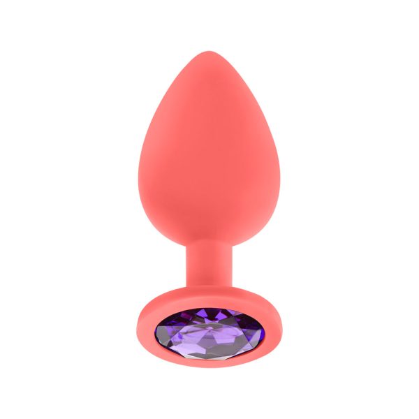 Luv Inc Jp33 Jeweled Large Plug Silicone with 3-Piece Interchangeable Gems Coral - Image 4