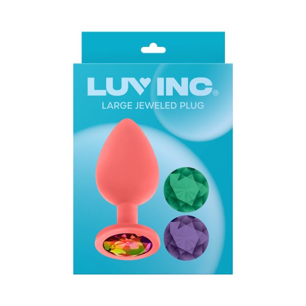 Luv Inc Jp33 Jeweled Large Plug Silicone with 3-Piece Interchangeable Gems Coral - Image 5