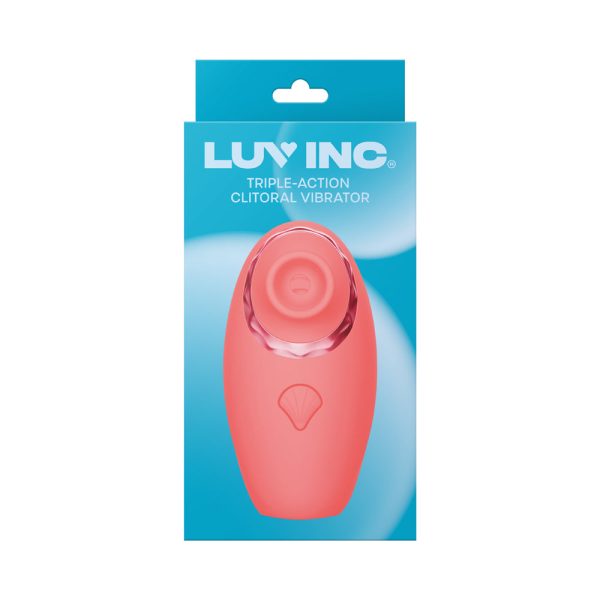 Luv Inc Tv11 Triple-Action Clitoral Vibrator Rechargeable Silicone 3-in-1 Stimulator Coral - Image 4